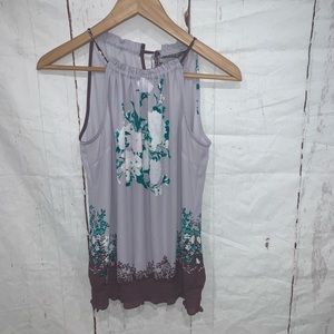 NY&co multi purple floral smocked halter top Sz M